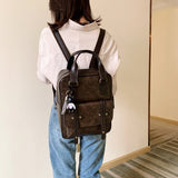 British Style Backpack Female Sen Literary Fan Belt Square Backpack