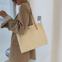 Solid Color Vertical Stripes Pleated Shoulder Bag