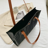 Solid Color Vertical Stripes Pleated Shoulder Bag