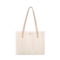 Solid Color Vertical Stripes Pleated Shoulder Bag