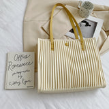 Solid Color Vertical Stripes Pleated Shoulder Bag