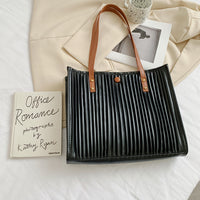 Solid Color Vertical Stripes Pleated Shoulder Bag