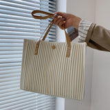 Solid Color Vertical Stripes Pleated Shoulder Bag