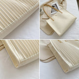 Solid Color Vertical Stripes Pleated Shoulder Bag